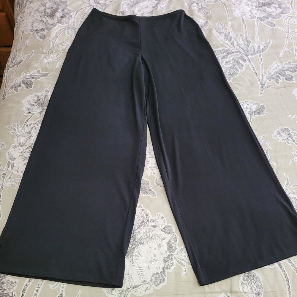 Nine West High Rise Black Poly/Spandex Pull-on Wide Legged Pants Size Small